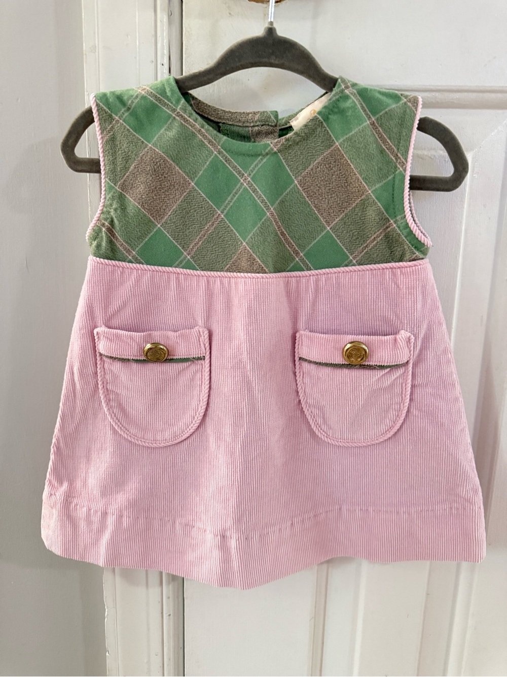 TBBC Corduroy Jumper with Green Argyle Bodice